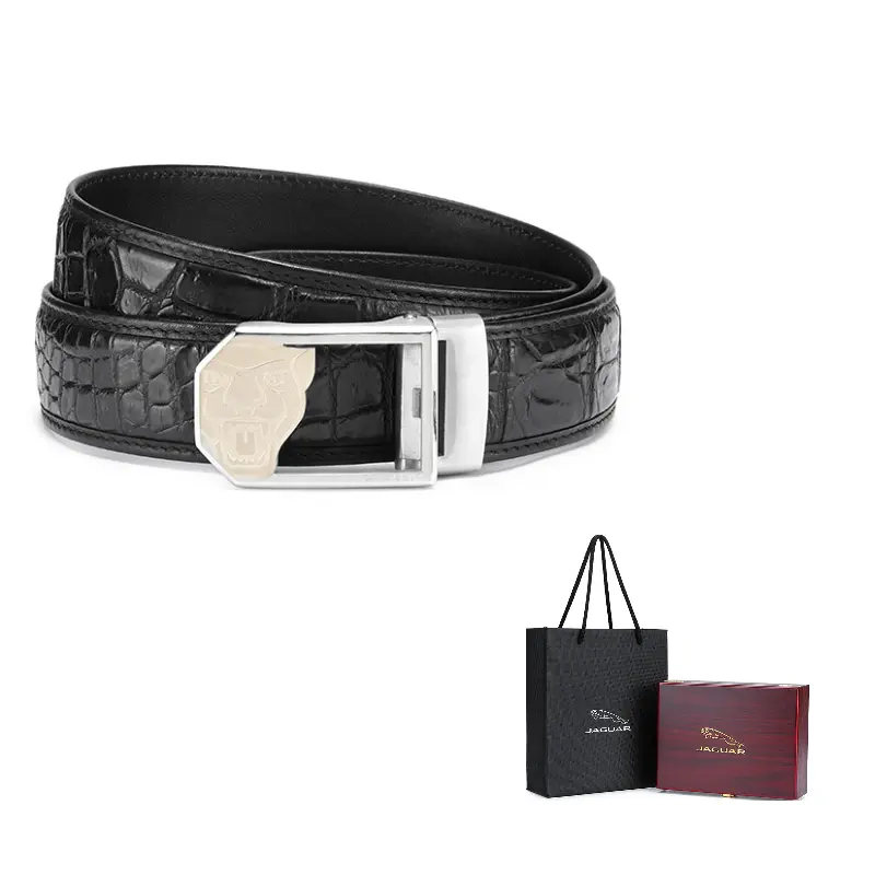 JAGUAR Роскошный мужской ремень из крокодиловой кожи с автоматической пряжкой, Black 
JAGUAR Роскошный мужской ремень из крокодиловой кожи с автоматической пряжкой, Black