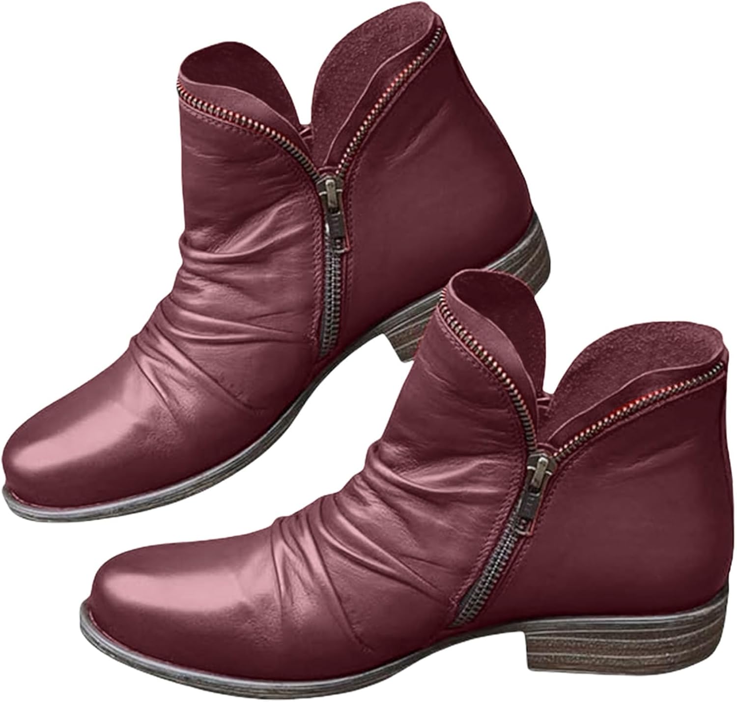 Женские ботильоны с низким каблуком, круглый носок, двойная молния, короткие ботинки, винтажная кожа, амортизирующая, удобная обувь на плоской подошве, с легким надеванием Baxtayel, красный
Женские ботильоны с низким каблуком, круглый носок, двойная молния, короткие ботинки, винтажная кожа, амортизирующая, удобная обувь на плоской подошве, с легким надеванием Baxtayel, красный