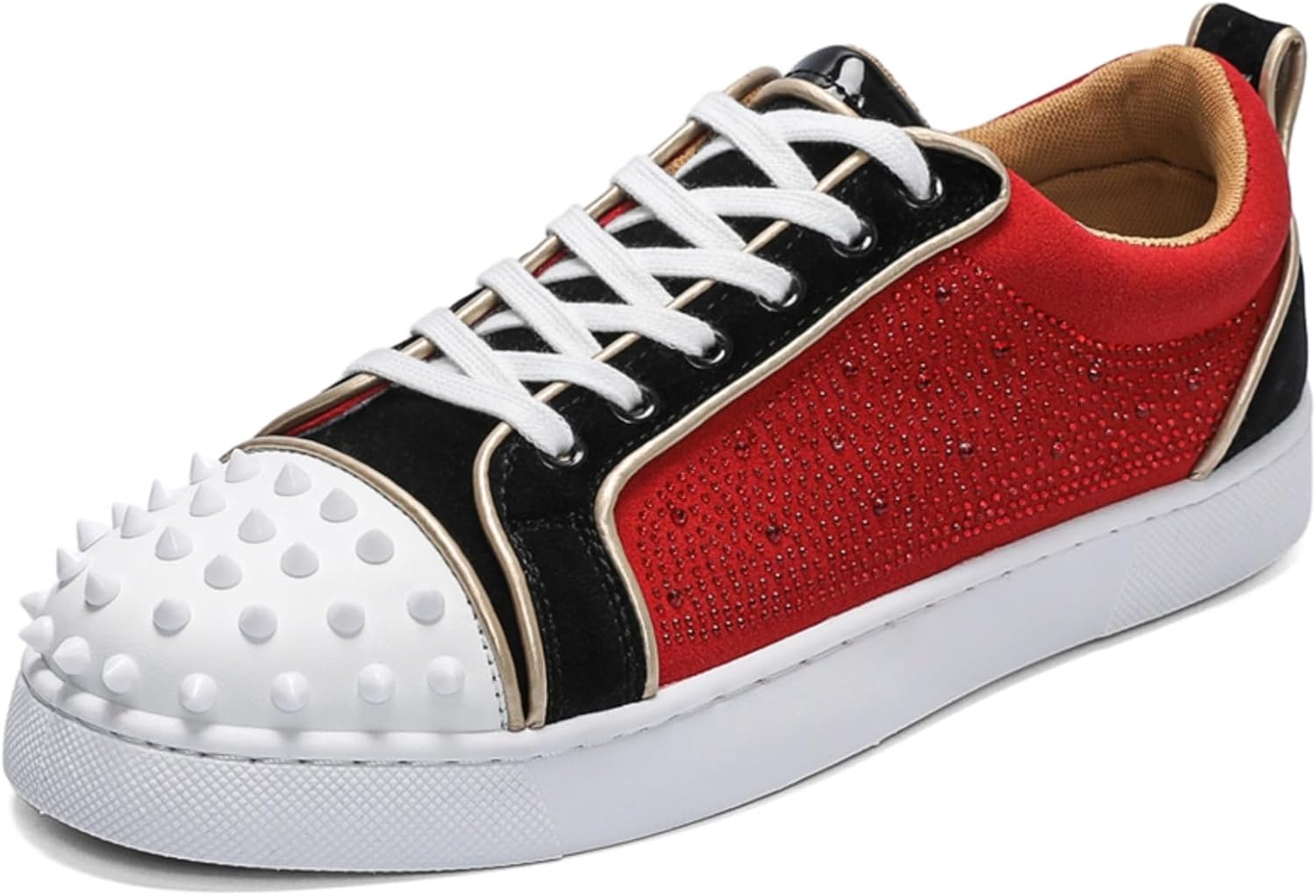 Мужские кроссовки с шипами и стразами - стильная повседневная обувь для уникального стиля с декоративными заклепками и панковскими акцентами для ежедневной носки Lshwcift, черный/красный
Мужские кроссовки с шипами и стразами - стильная повседневная обувь для уникального стиля с декоративными заклепками и панковскими акцентами для ежедневной носки Lshwcift, черный/красный