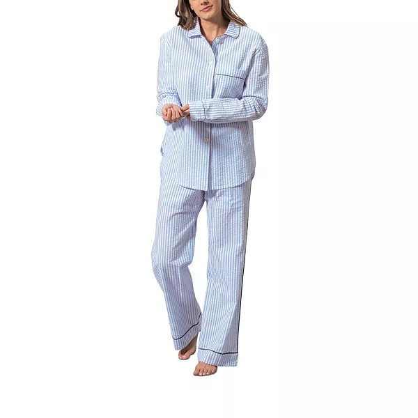 Пижамный комплект Matteo из полосатой ткани сирсакер. Matouk, синий
Пижамный комплект Matteo из полосатой ткани сирсакер. Matouk, синий