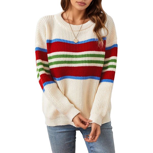 Женский полосатый вязаный свитер с длинным рукавом и круглым вырезом Anna-Kaci, Beige
Женский полосатый вязаный свитер с длинным рукавом и круглым вырезом Anna-Kaci, Beige