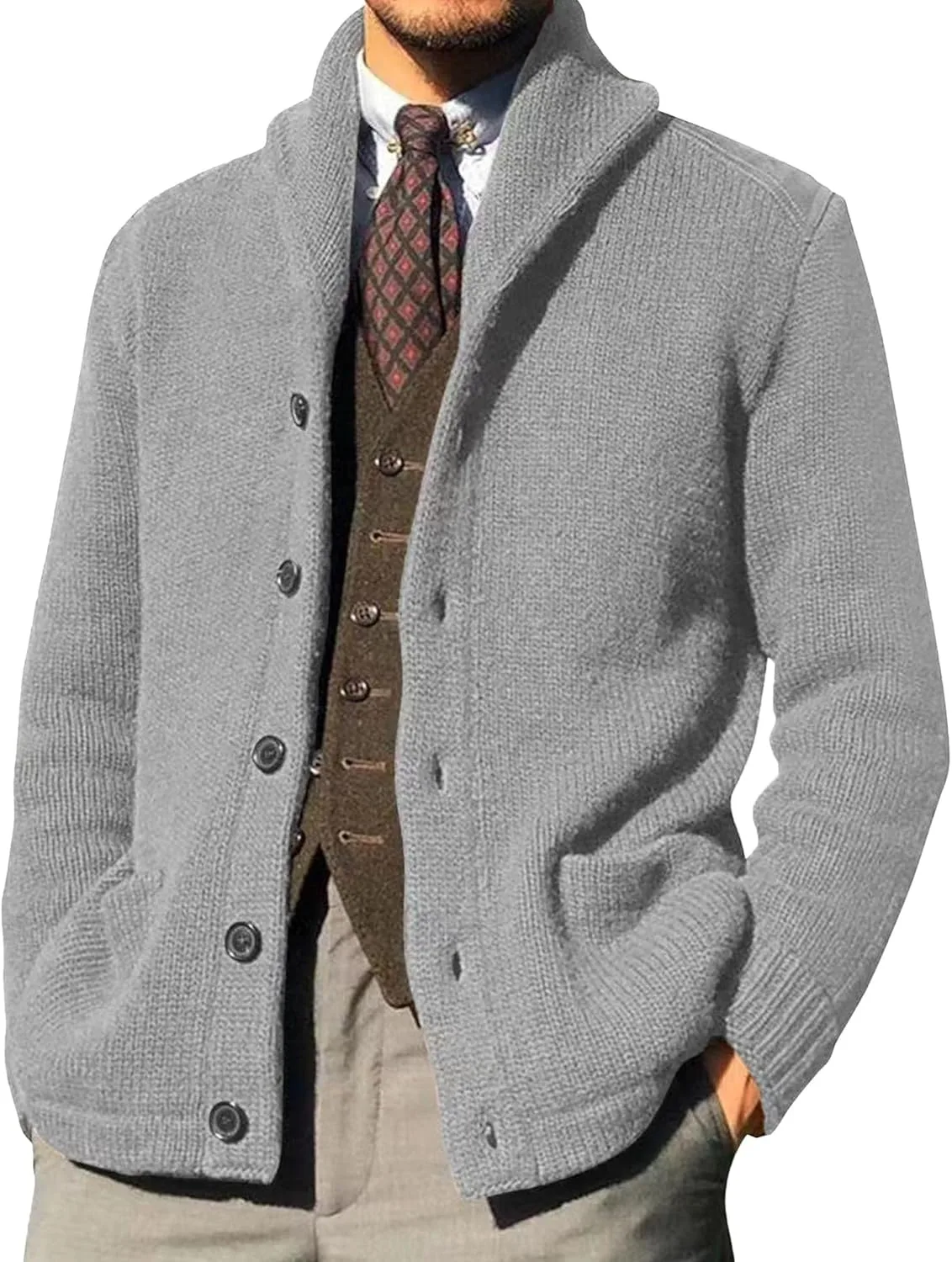 Мужской кардиган с воротником и карманом Maiyifu-GJ
Мужской кардиган с воротником и карманом Maiyifu-GJ