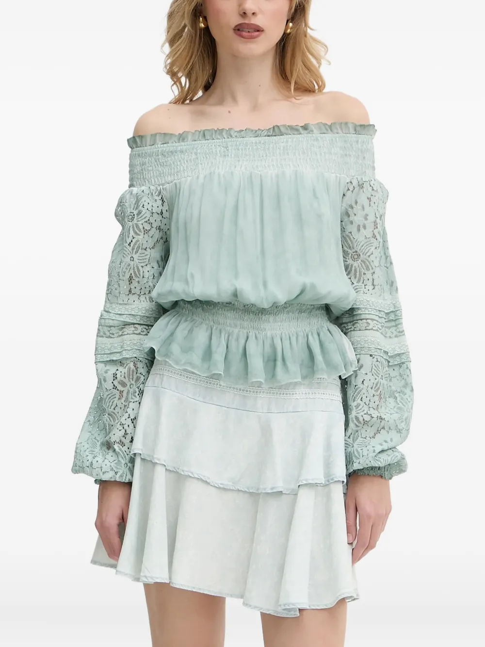 Блузка со сборками и кружевом GUESS USA, синий
Блузка со сборками и кружевом GUESS USA, синий