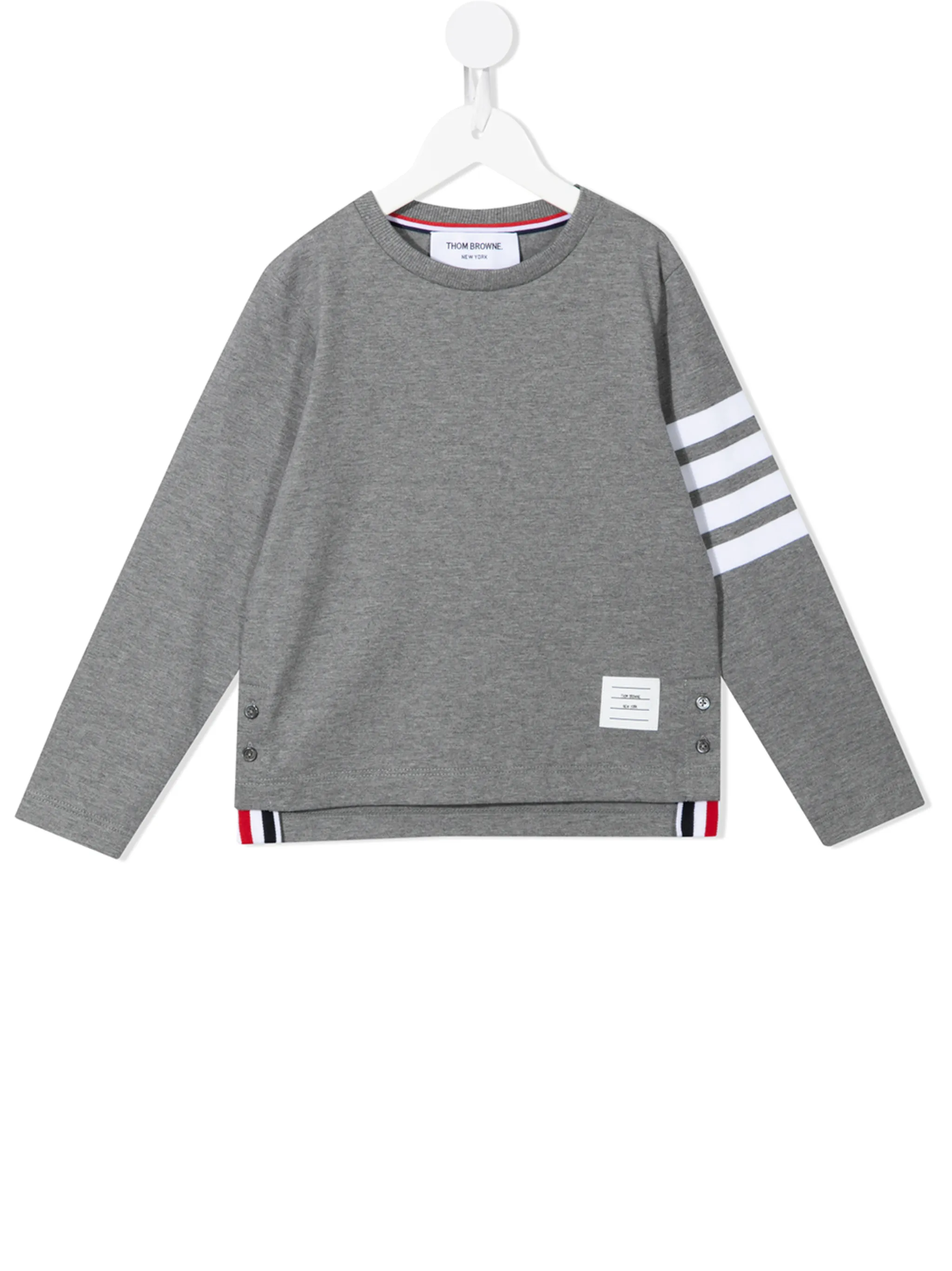 Джемпер с отделкой в полоску Thom Browne Kids, серый
Джемпер с отделкой в полоску Thom Browne Kids, серый