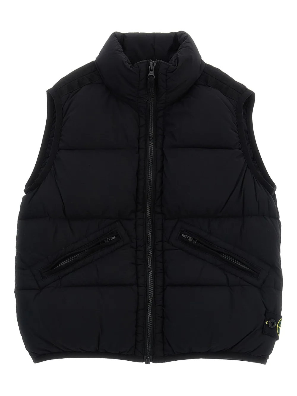 Стеганый жилет на молнии Stone Island Junior, черный 
Стеганый жилет на молнии Stone Island Junior, черный