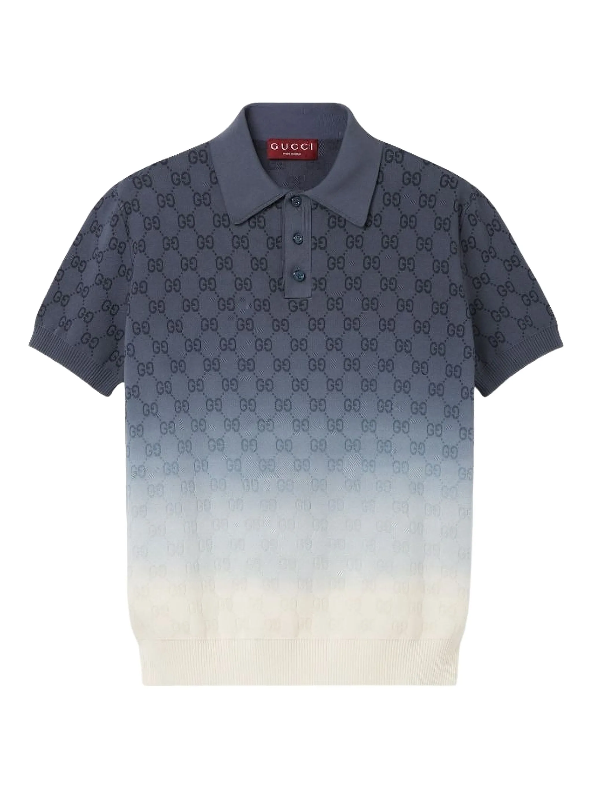 Рубашка поло с эффектом градиента и узором GG Gucci, синий
Рубашка поло с эффектом градиента и узором GG Gucci, синий