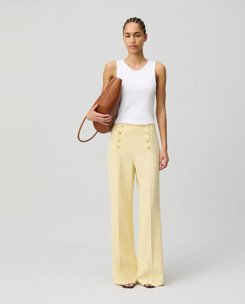 Женские брюки прямого, слегка расклешенного покроя с застежкой на пуговицы понтового типа Claudie Pierlot, жёлтый
Женские брюки прямого, слегка расклешенного покроя с застежкой на пуговицы понтового типа Claudie Pierlot, жёлтый