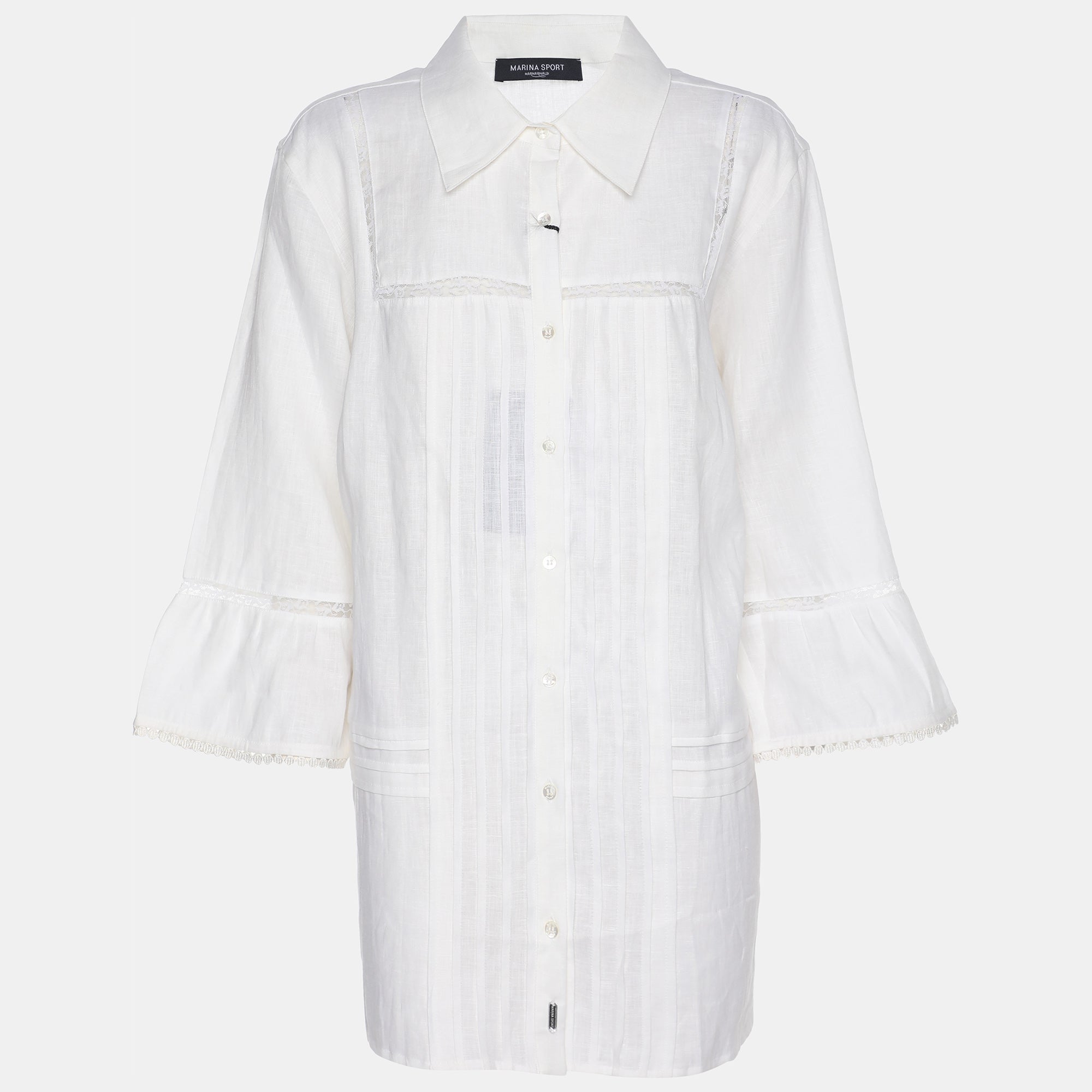 Рубашка Marina Rinaldi из кремового льна с кружевной отделкой, рукава 3/4
Рубашка Marina Rinaldi из кремового льна с кружевной отделкой, рукава 3/4