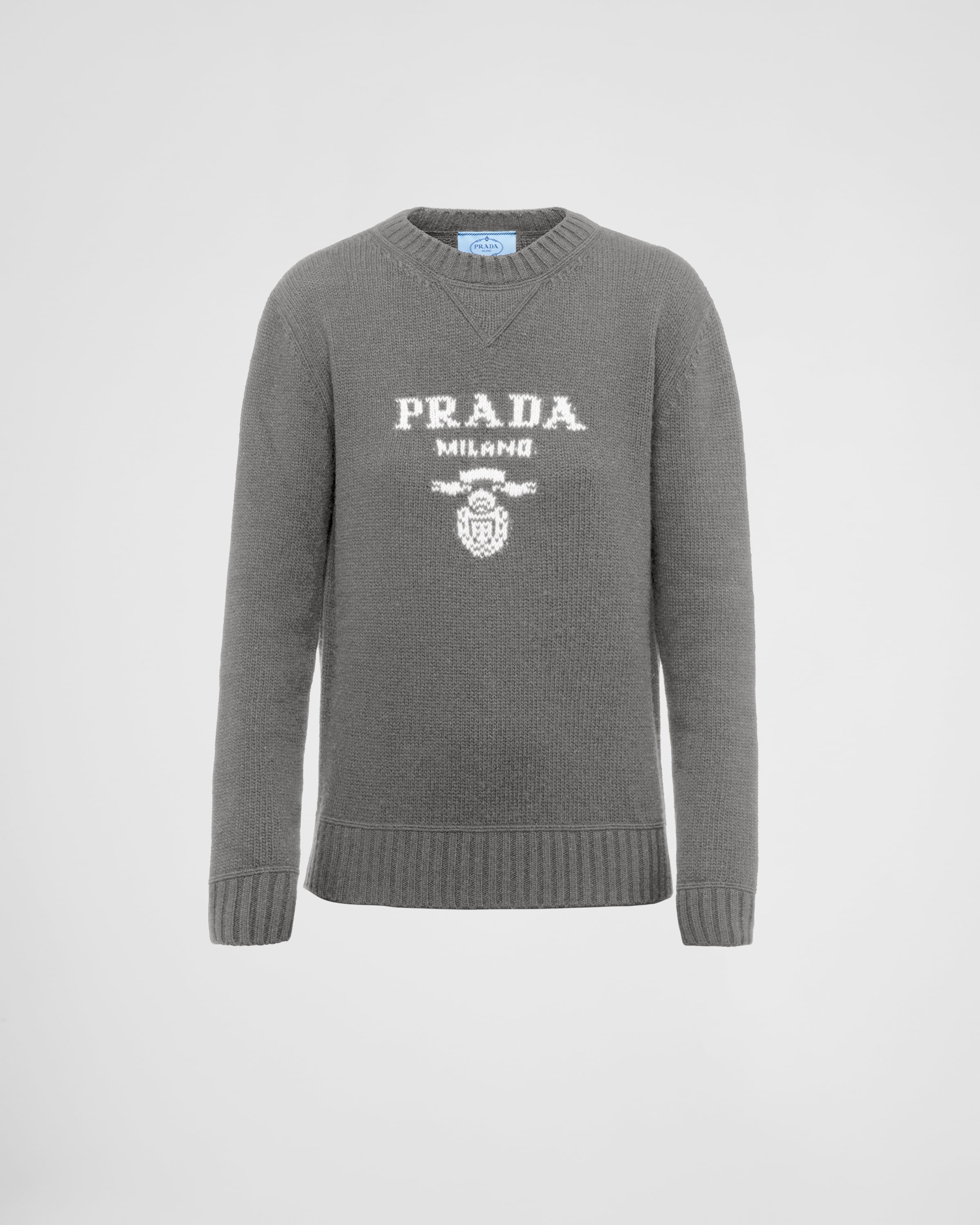 Кашемировый и шерстяной свитер Prada с логотипом и круглым вырезом, серый
Кашемировый и шерстяной свитер Prada с логотипом и круглым вырезом, серый