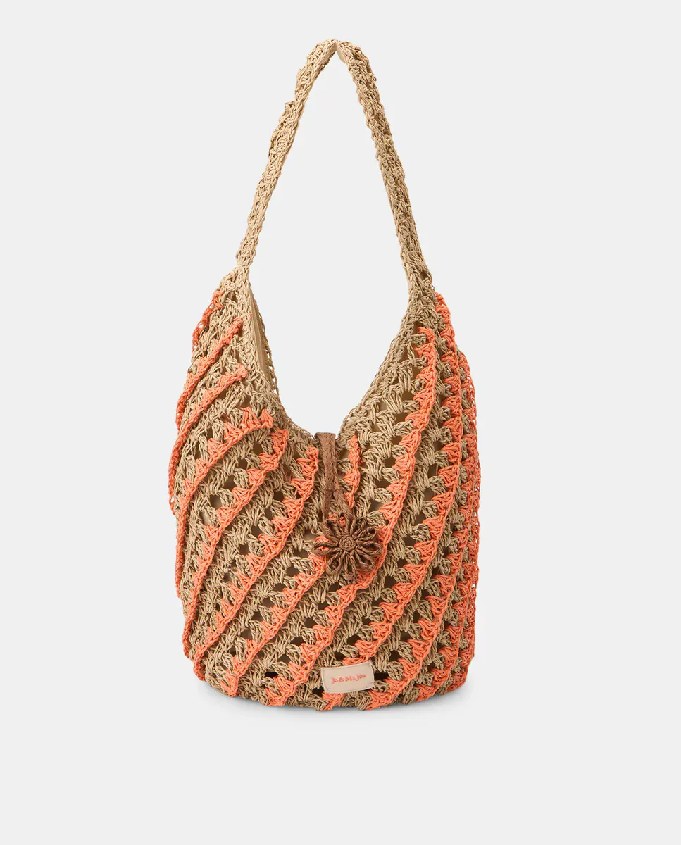 Вязаная двухцветная сумка через плечо Jo & Mr. Joe, оранжевый 
Вязаная двухцветная сумка через плечо Jo & Mr. Joe, оранжевый
