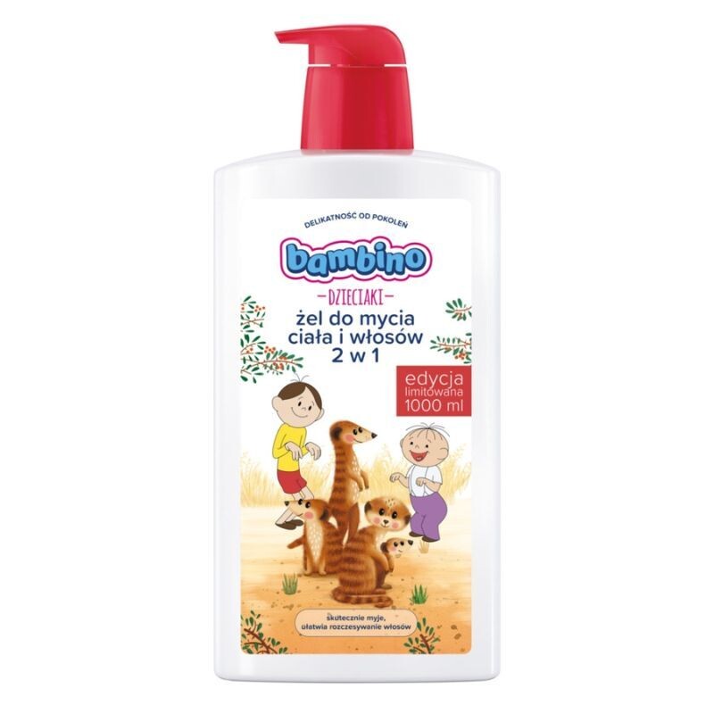 Bambino Surykatki 2w1 гель для мытья тела и волос детский, 1000 ml
Bambino Surykatki 2w1 гель для мытья тела и волос детский, 1000 ml