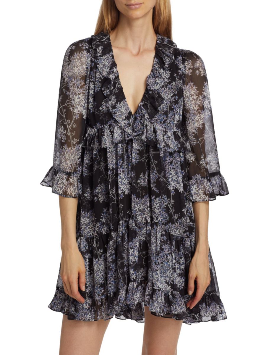 Мини-платье Emori с цветочными оборками Cinq à Sept, черный мульти
Мини-платье Emori с цветочными оборками Cinq à Sept, черный мульти