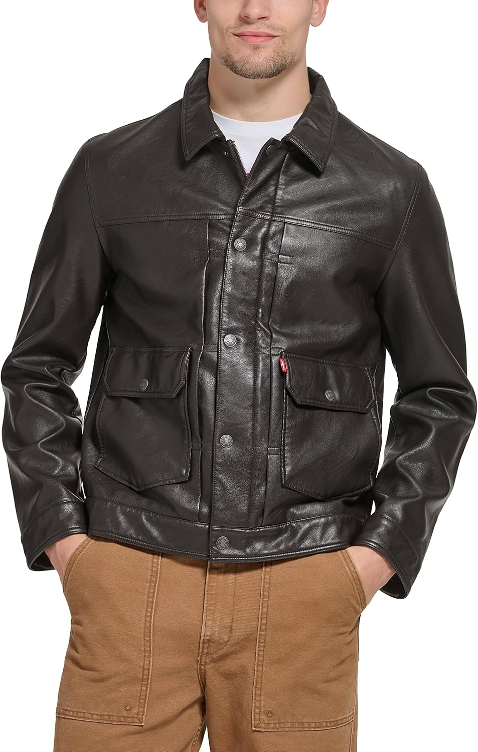 Мужская легкая куртка-рубашка Levi's для дальнобойщиков Levi's, Dark Brown Faux Leather
Мужская легкая куртка-рубашка Levi's для дальнобойщиков Levi's, Dark Brown Faux Leather