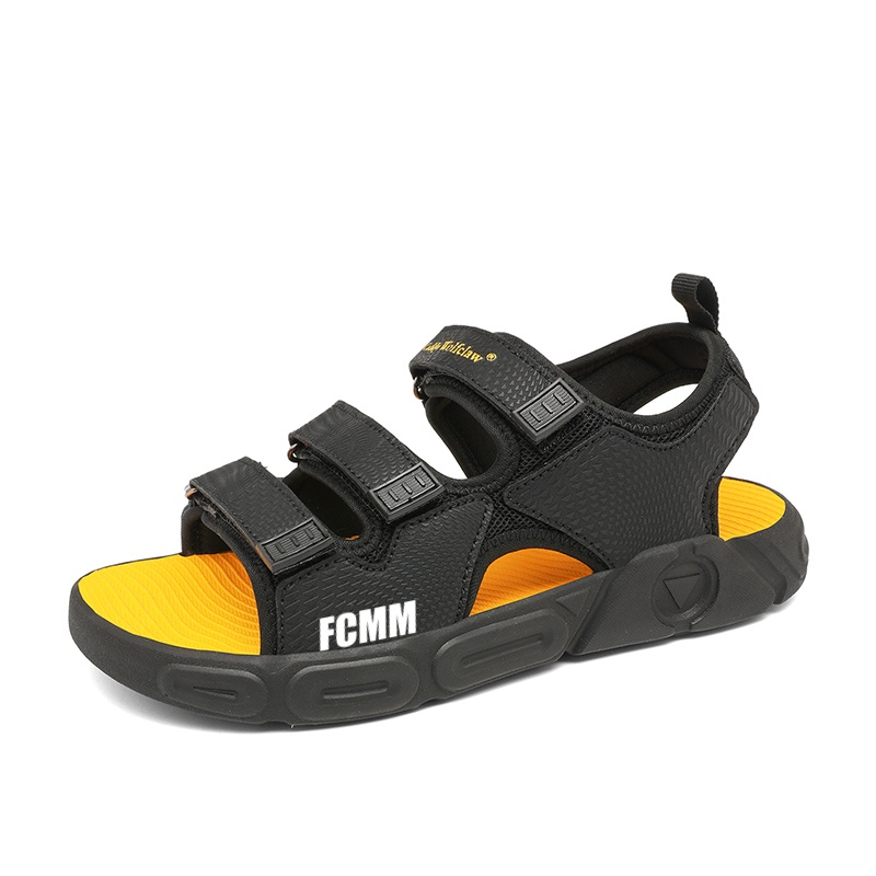 Детские сандалии с нескользящей подошвой FCMM, черный/желтый
Детские сандалии с нескользящей подошвой FCMM, черный/желтый