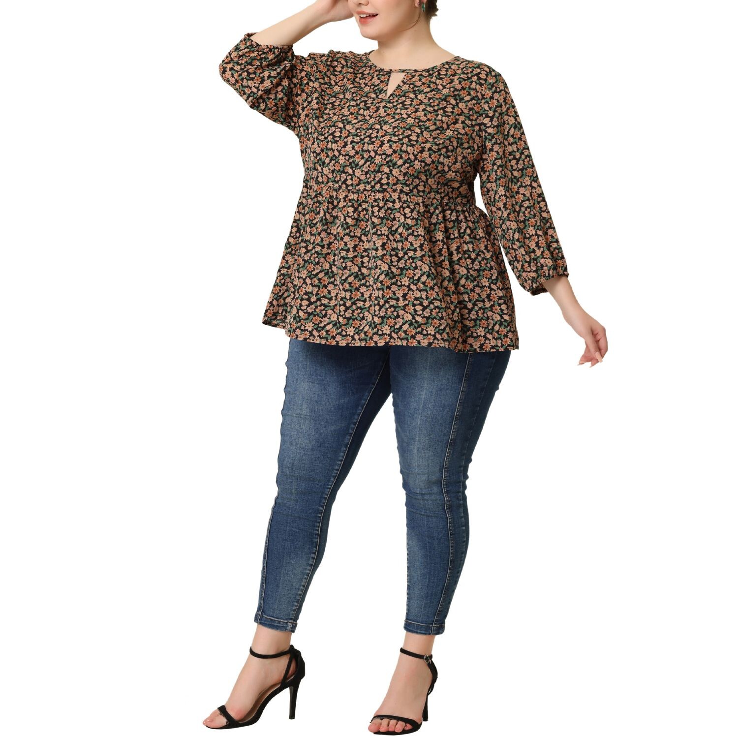 Женская блузка в стиле бебидолл с рюшами и рукавами 3/4 больших размеров с цветочным принтом больших размеров Agnes Orinda, синий
Женская блузка в стиле бебидолл с рюшами и рукавами 3/4 больших размеров с цветочным принтом больших размеров Agnes Orinda, синий