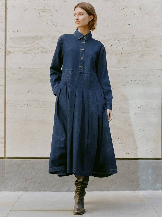 Джинсовое плиссированное платье-рубашка Albaray, синий
Джинсовое плиссированное платье-рубашка Albaray, синий