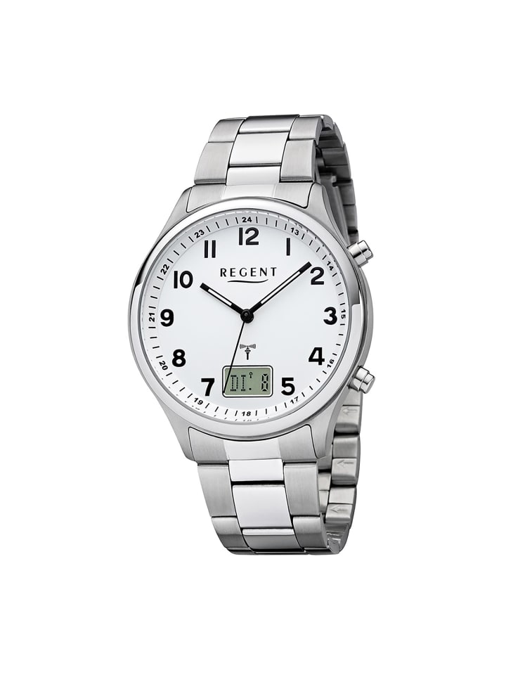 Радиоуправляемые аналогово-цифровые часы, серебристые, большие (примерно 40 мм), радиоуправляемые часы Regent
Радиоуправляемые аналогово-цифровые часы, серебристые, большие (примерно 40 мм), радиоуправляемые часы Regent