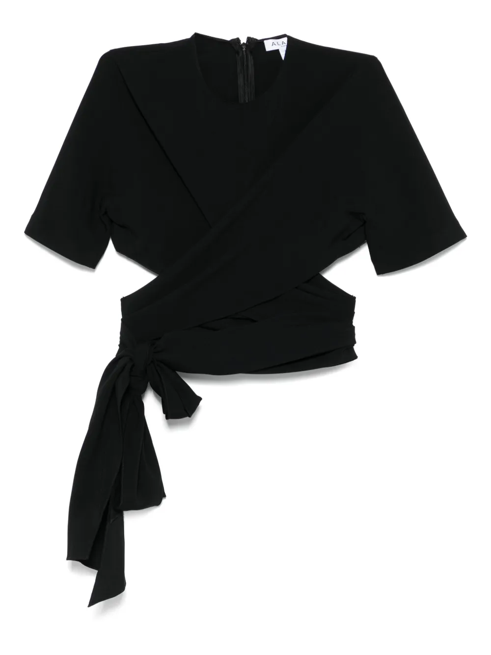 Топ с запахом и вырезами Alaïa, черный 
Топ с запахом и вырезами Alaïa, черный