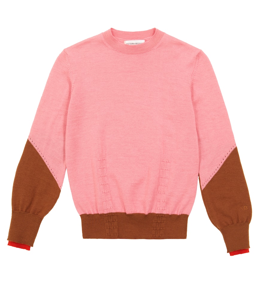 Шерстяной свитер с цветными блоками The Woolmark Company Victoria Beckham Kids, Pink/Dark Camel
Шерстяной свитер с цветными блоками The Woolmark Company Victoria Beckham Kids, Pink/Dark Camel