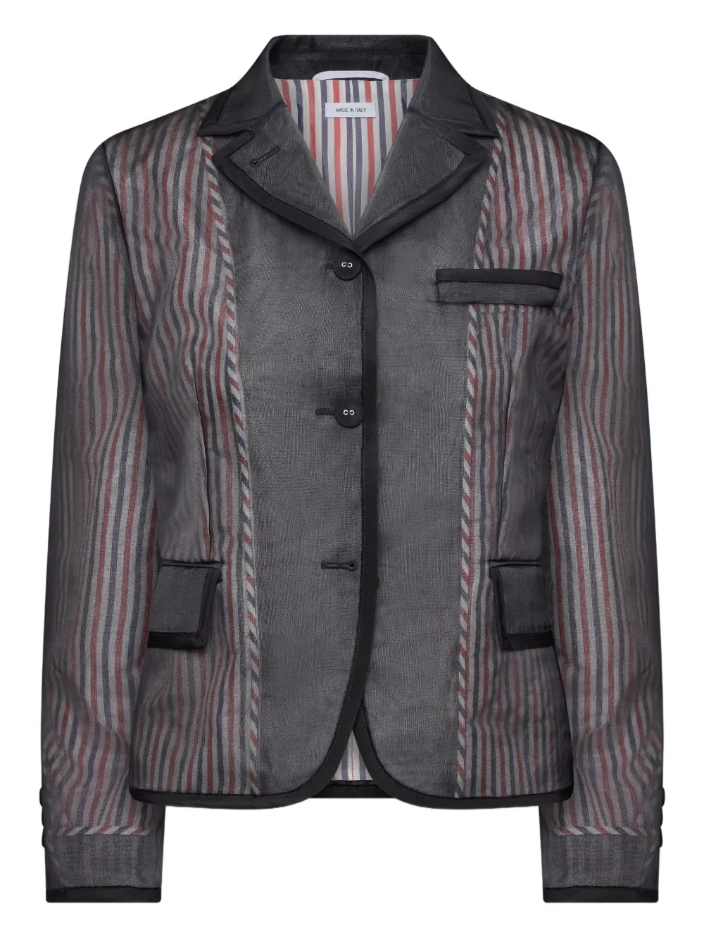 Полосатый пиджак из органзы THOM BROWNE, черный
Полосатый пиджак из органзы THOM BROWNE, черный