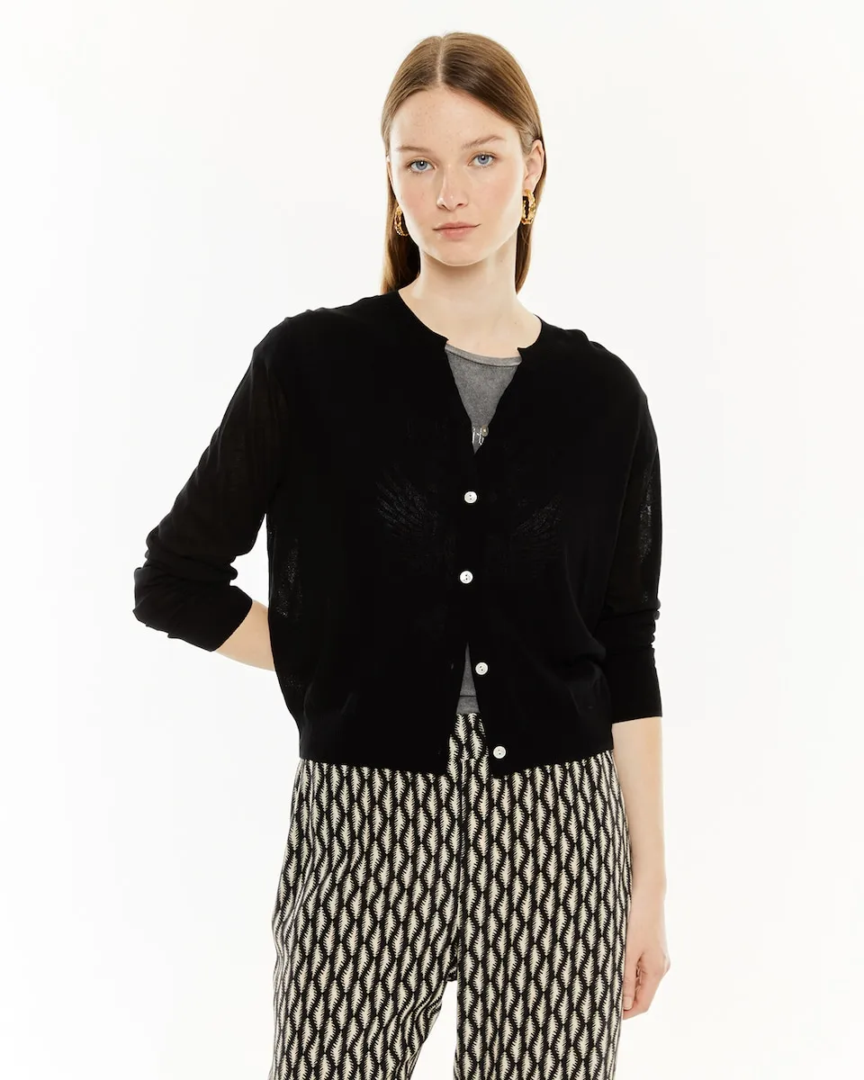 Женский свитер с длинным рукавом и круглым вырезом System Action, черный 
Женский свитер с длинным рукавом и круглым вырезом System Action, черный