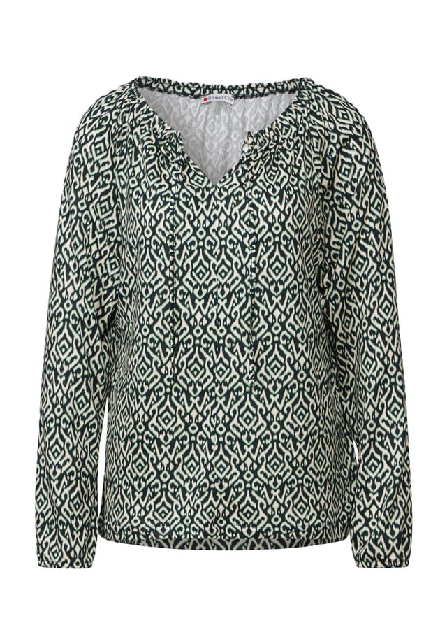 Рубашка с длинными рукавами и разрезом на шее Street One, зеленый 
Рубашка с длинными рукавами и разрезом на шее Street One, зеленый