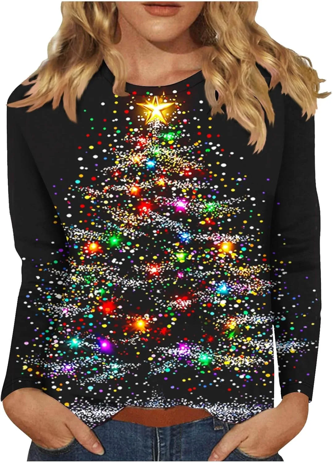 Женский свитер с рождественской елкой, длинный рукав, плюс сайз
Женский свитер с рождественской елкой, длинный рукав, плюс сайз