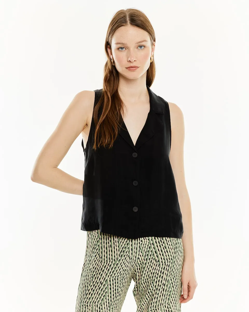 Женский жилет из купро с лацканным вырезом System Action, черный
Женский жилет из купро с лацканным вырезом System Action, черный