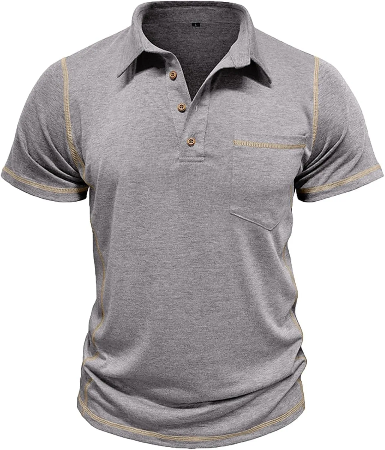 Мужская футболка Henley с коротким рукавом и карманом
Мужская футболка Henley с коротким рукавом и карманом