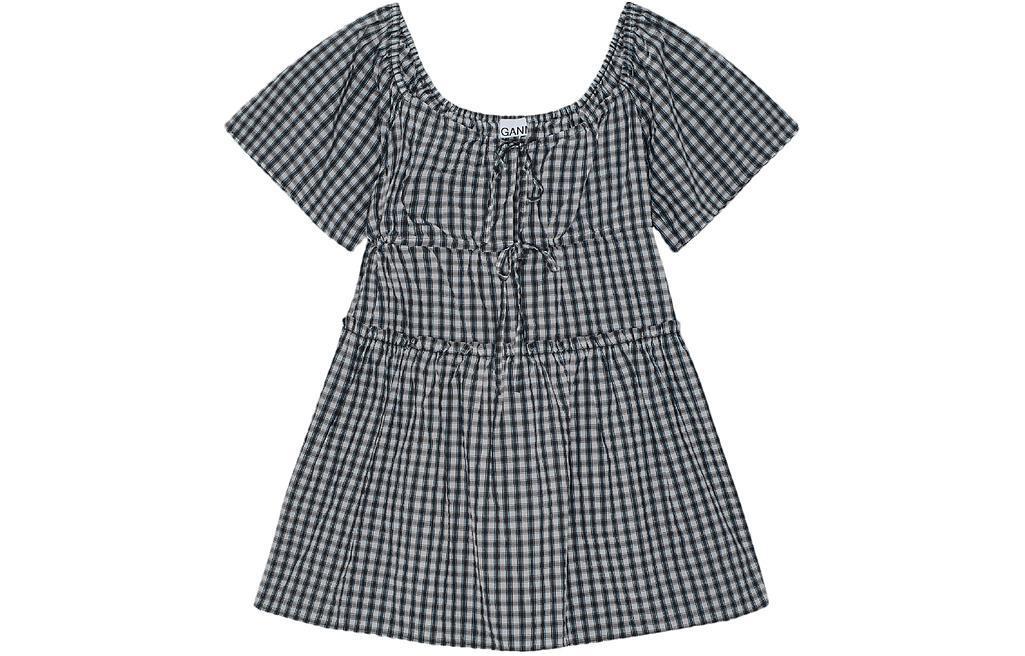 Мини-платье с клетчатым принтом GANNI, White Heron
Мини-платье с клетчатым принтом GANNI, White Heron