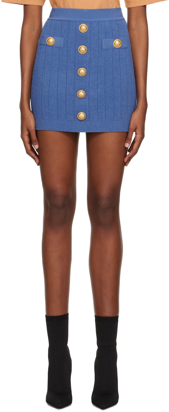 Синяя мини-юбка на пуговицах Balmain
Синяя мини-юбка на пуговицах Balmain
