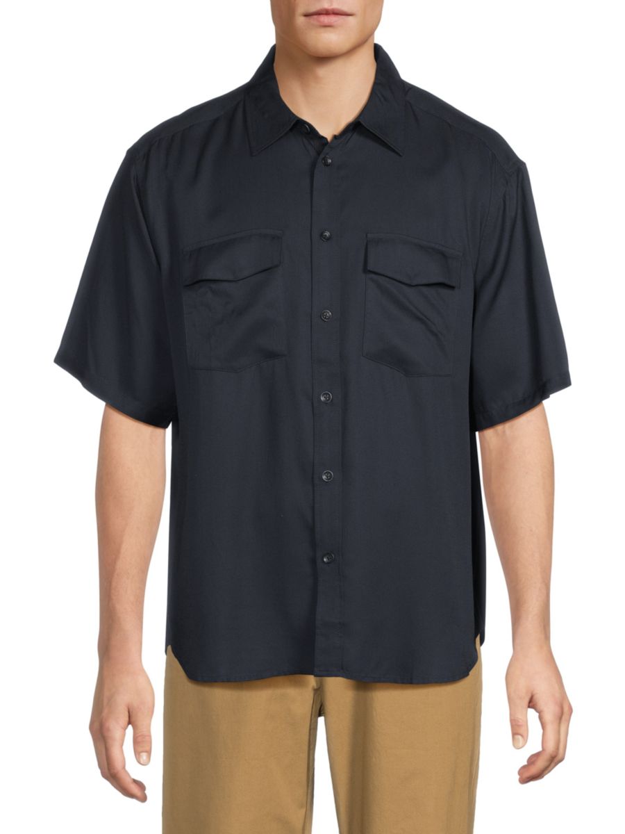 Рубашка из модала с двумя карманами rag & bone, темно-синий 
Рубашка из модала с двумя карманами rag & bone, темно-синий