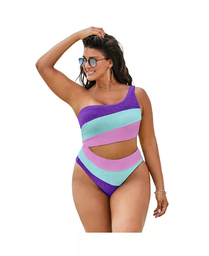 Женский купальник One Shoulder Color Block Cutout One Piece с асимметричным кроем и цветными блоками Swimsuits for All, синий
Женский купальник One Shoulder Color Block Cutout One Piece с асимметричным кроем и цветными блоками Swimsuits for All, синий