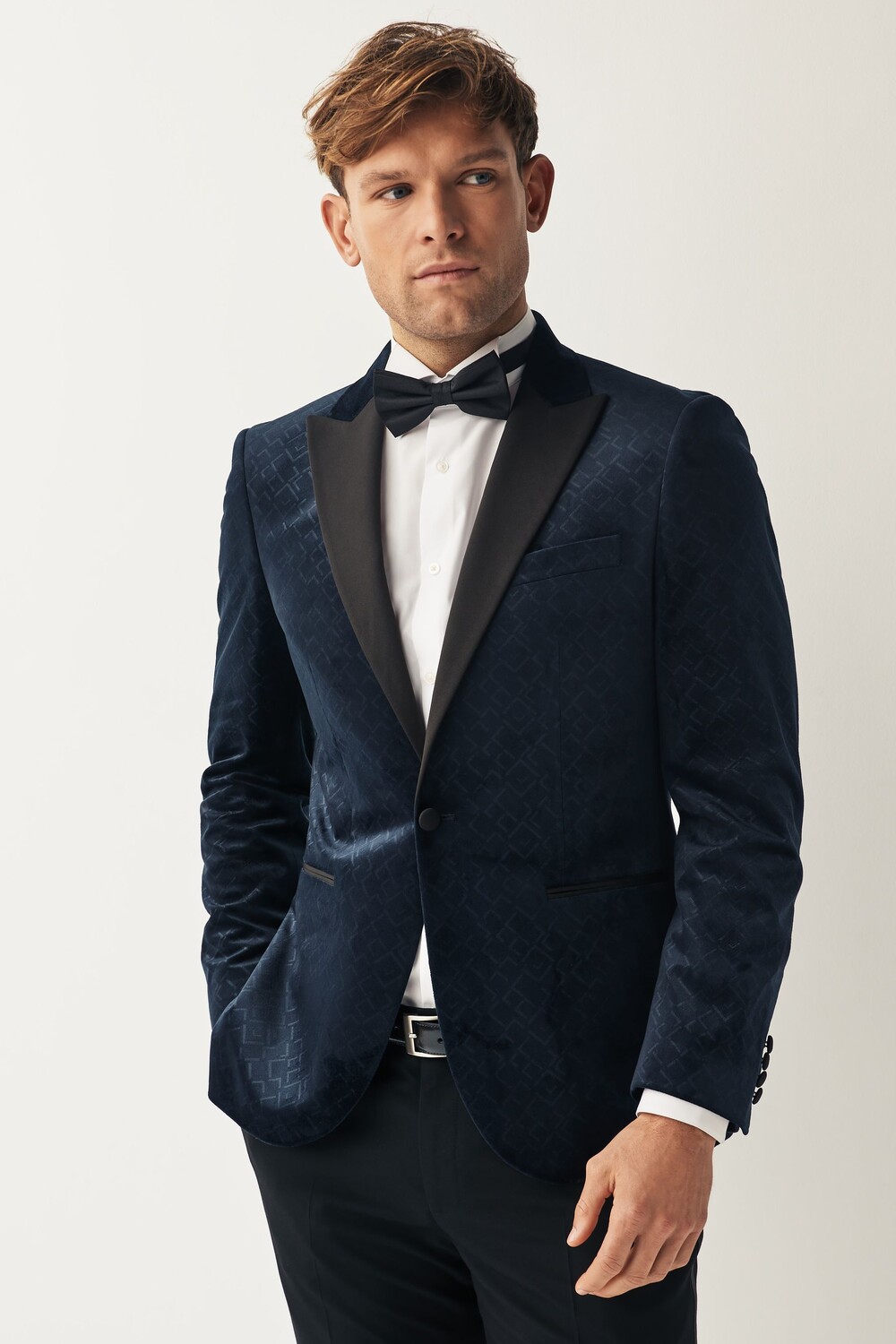 Бархатный пиджак строгого кроя с узором Next, синий
Бархатный пиджак строгого кроя с узором Next, синий