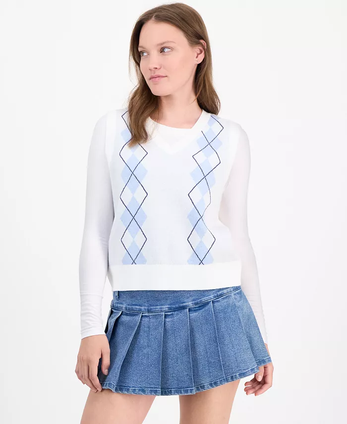 Жилет-свитер с жаккардовым узором в ромбик для юниоров Ultra Flirt, белый
Жилет-свитер с жаккардовым узором в ромбик для юниоров Ultra Flirt, белый