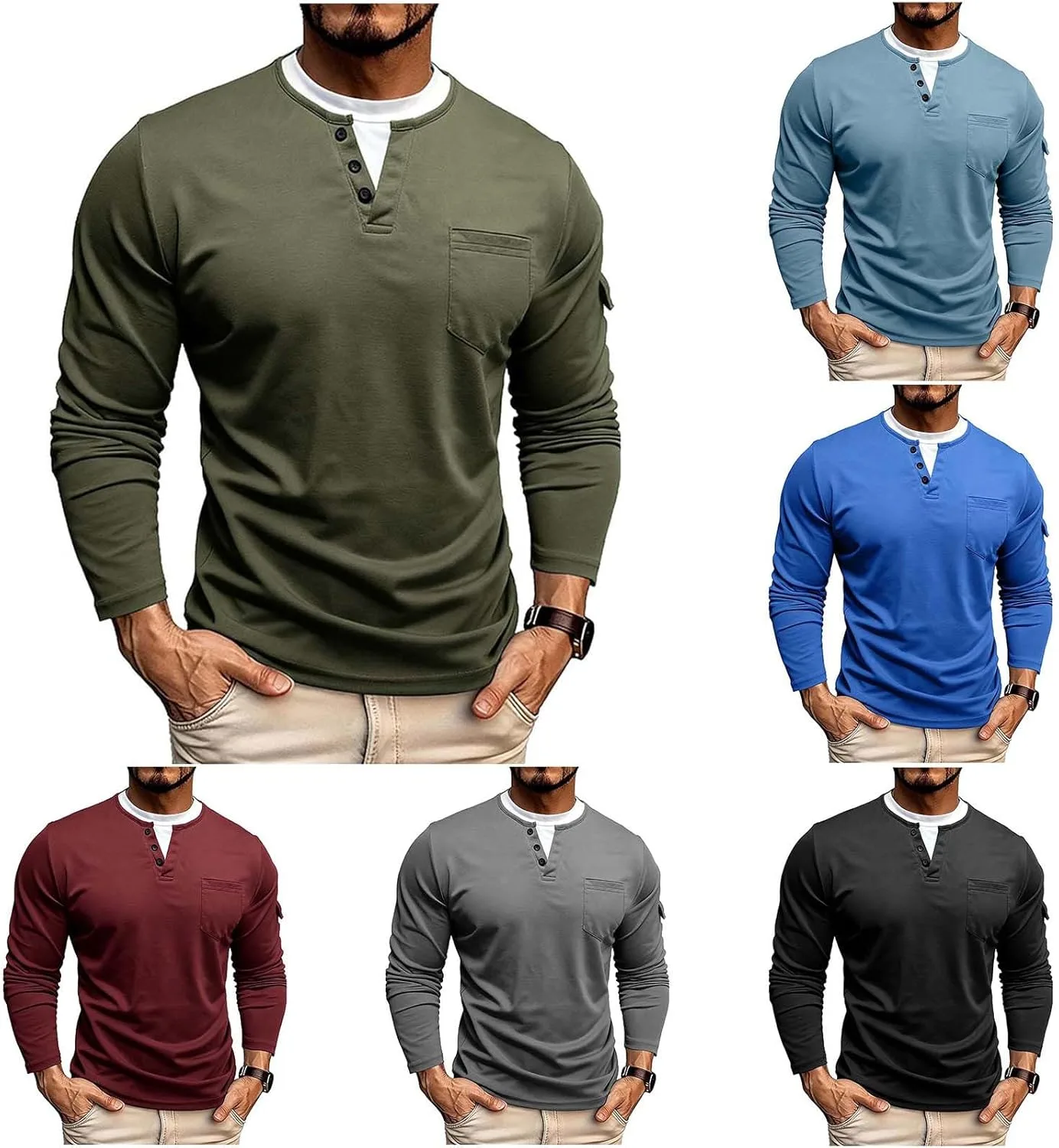 Мужская футболка-поло V-образного выреза с карманами, классическая хлопковая, с длинным рукавом Lmdudan
Мужская футболка-поло V-образного выреза с карманами, классическая хлопковая, с длинным рукавом Lmdudan