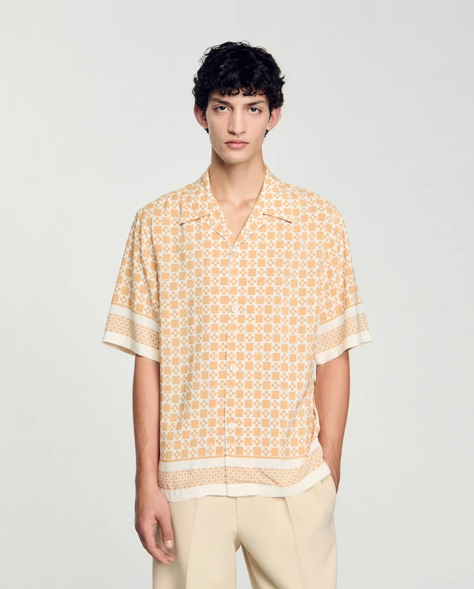 Мужская рубашка свободного кроя с принтом "Квадратный крест" Sandro, желтый 
Мужская рубашка свободного кроя с принтом "Квадратный крест" Sandro, желтый