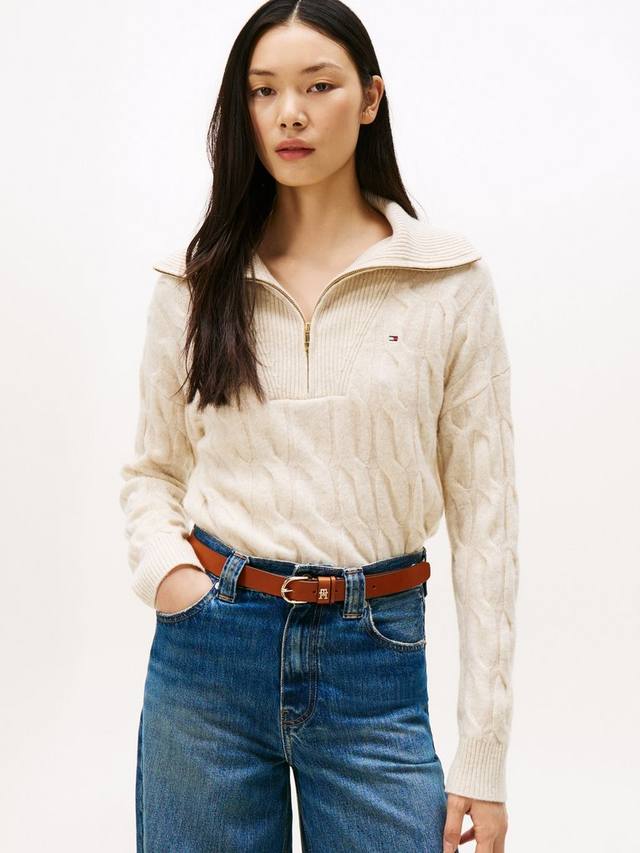 Полузастёгивающийся свитер с косой вязкой из мягкой шерсти Tommy Hilfiger, Heather Oatmilk
Полузастёгивающийся свитер с косой вязкой из мягкой шерсти Tommy Hilfiger, Heather Oatmilk