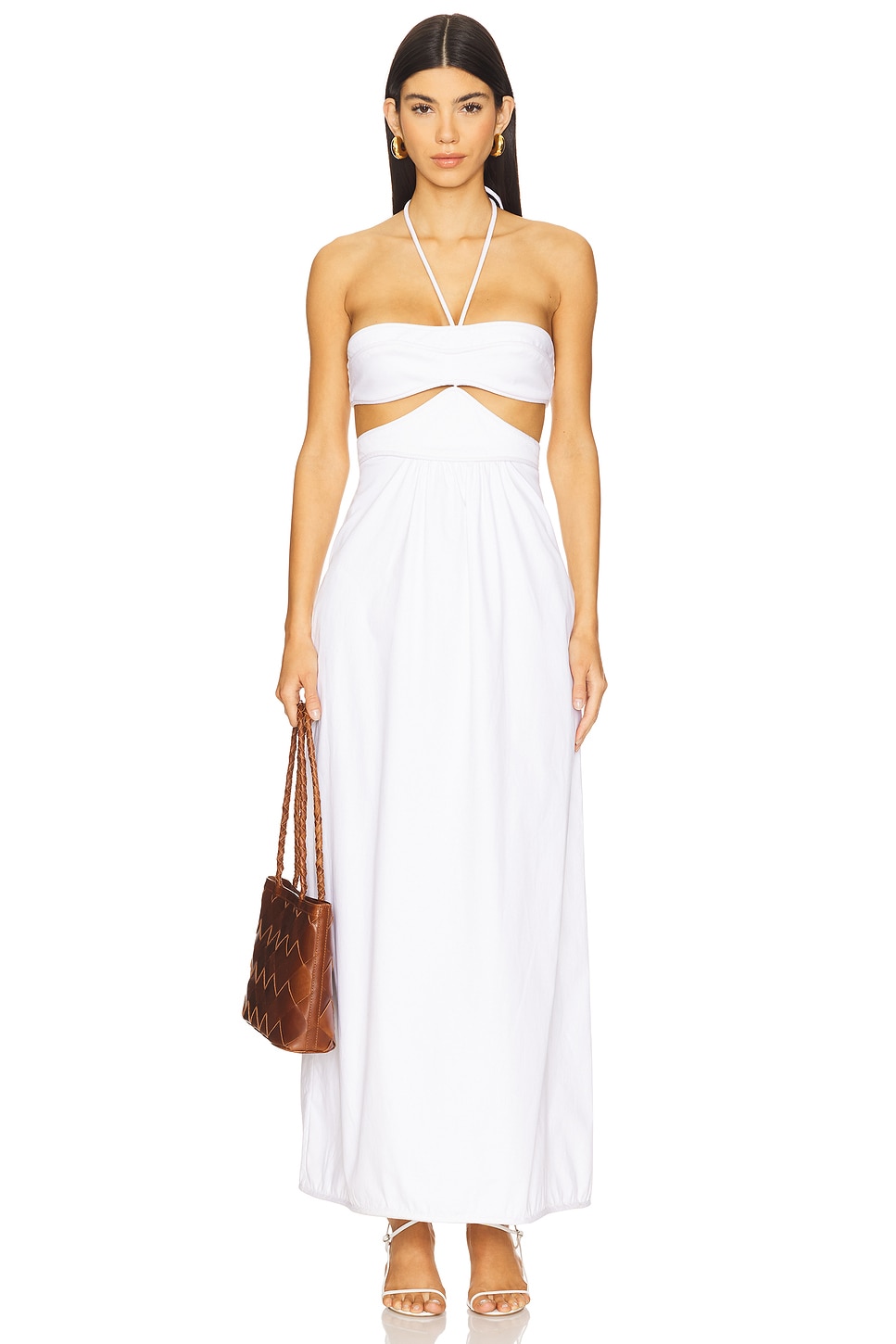 Длинное платье с вырезами и завязкой на шее Adriana Degreas, off white
Длинное платье с вырезами и завязкой на шее Adriana Degreas, off white