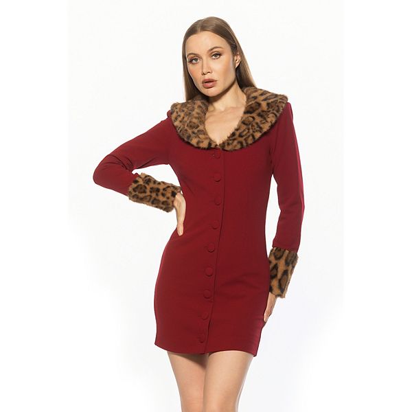 Женское платье на пуговицах из искусственного меха Alexia Admor, Burgundy Leopard
Женское платье на пуговицах из искусственного меха Alexia Admor, Burgundy Leopard