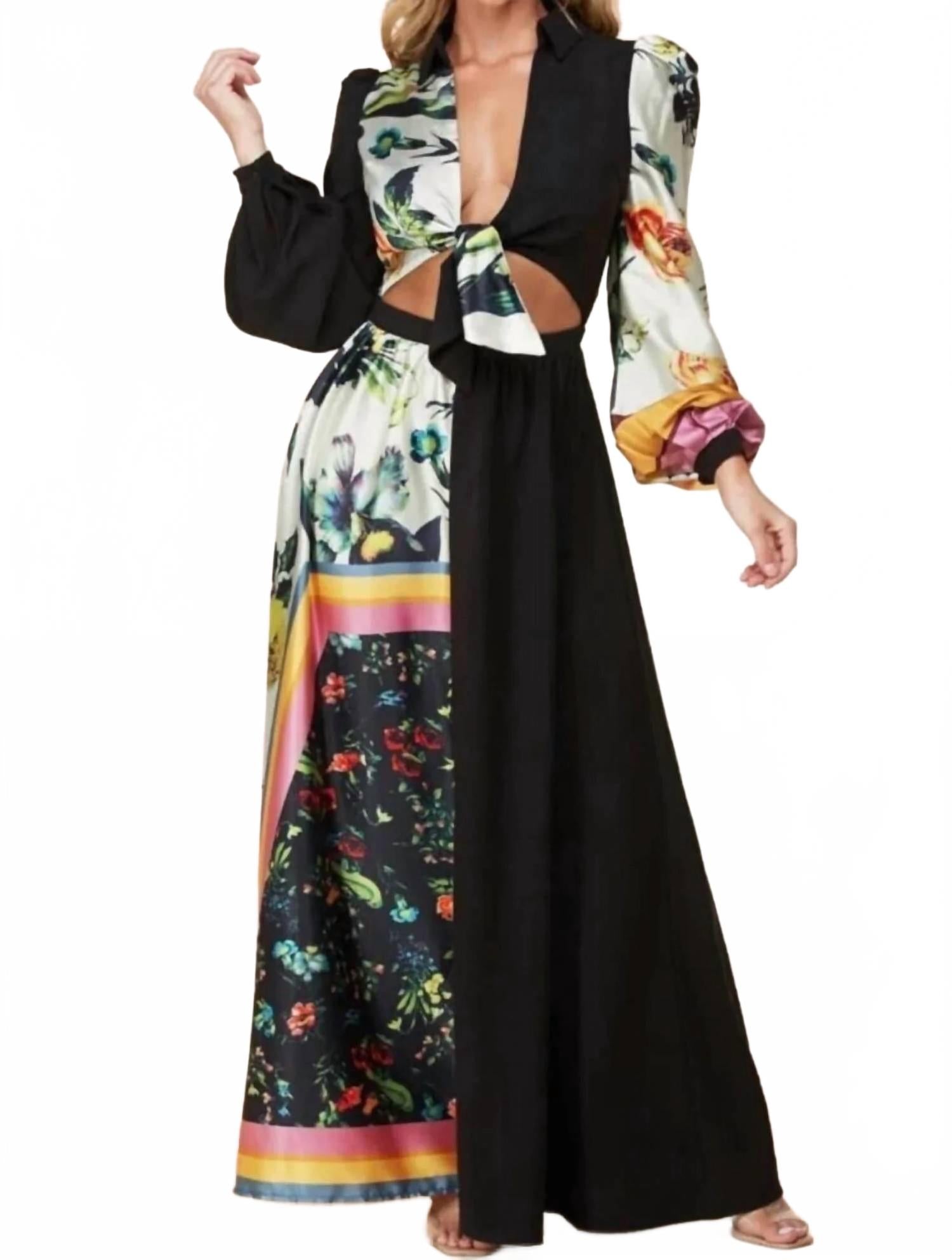 Черное сатиновое платье с комбинированным принтом L'ATISTE
Черное сатиновое платье с комбинированным принтом L'ATISTE