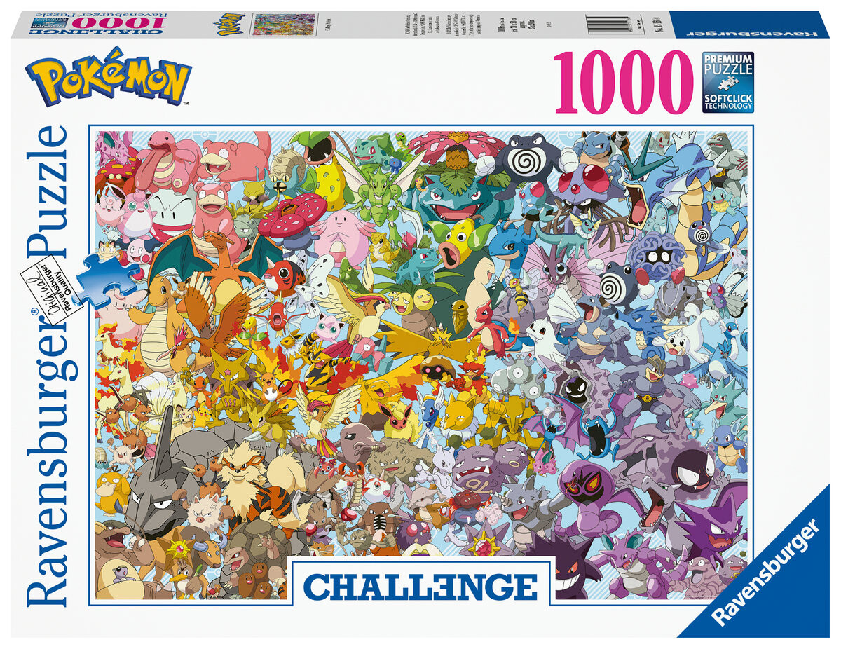 Пазл Ravensburger, 2D, Challenge, Pokemon, 1000 шт.
Пазл Ravensburger, 2D, Challenge, Pokemon, 1000 шт.