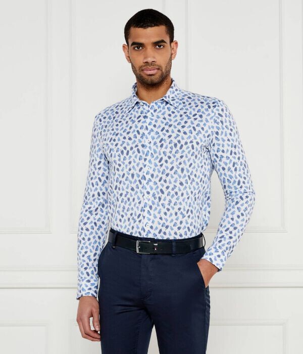 Рубашка мужская Boss с узором, белый/синий
Рубашка мужская Boss с узором, белый/синий