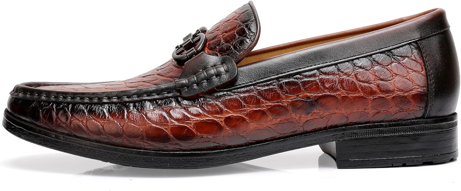 Мужские туфли ChrisLOOK слипоны-лоферы из кожи с формальным дизайном, тиснение под крокодила с пряжкой, Brown-2
Мужские туфли ChrisLOOK слипоны-лоферы из кожи с формальным дизайном, тиснение под крокодила с пряжкой, Brown-2