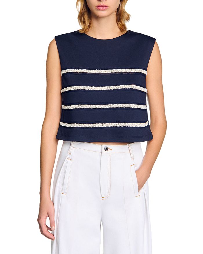 Полосатая футболка без рукавов Sandro, синий
Полосатая футболка без рукавов Sandro, синий