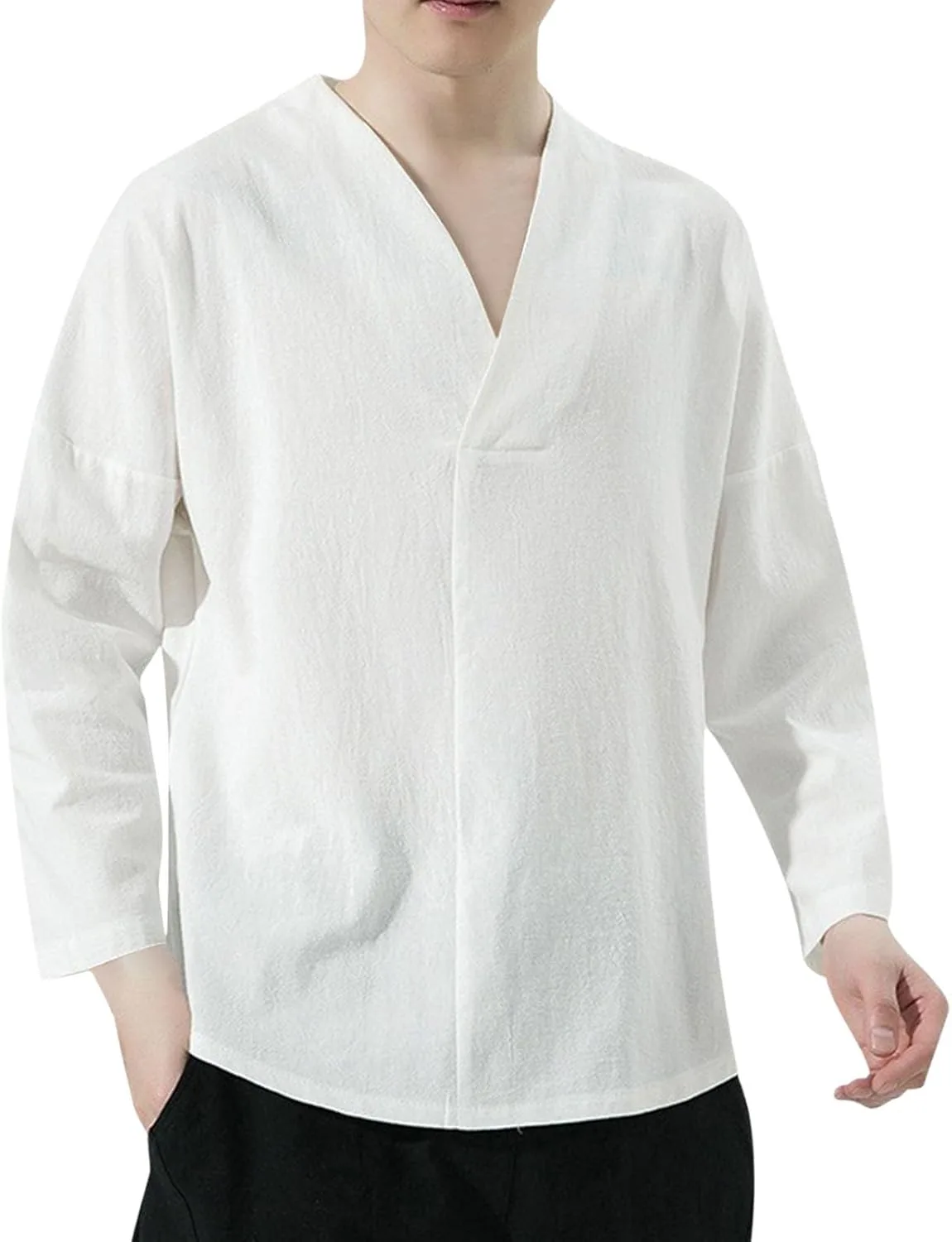 Мужская футболка V-образным вырезом из льна, 3/4 рукава Xiaojmake
Мужская футболка V-образным вырезом из льна, 3/4 рукава Xiaojmake