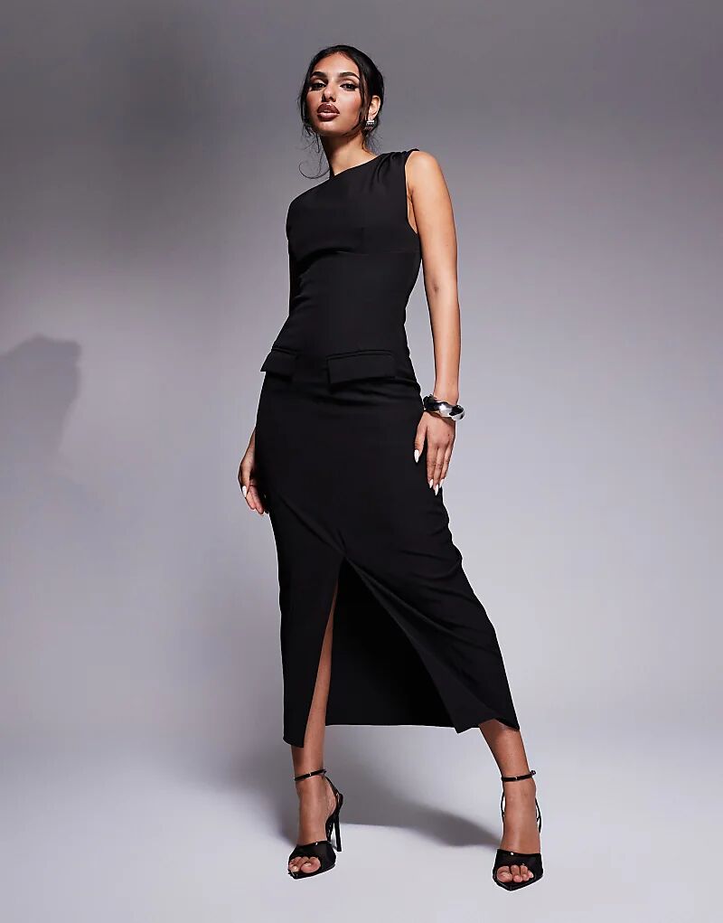 Kaiia – Эксклюзивное макси-платье без рукавов с высоким воротом черного цвета с элегантным шиком и разрезом спереди
Kaiia – Эксклюзивное макси-платье без рукавов с высоким воротом черного цвета с элегантным шиком и разрезом спереди