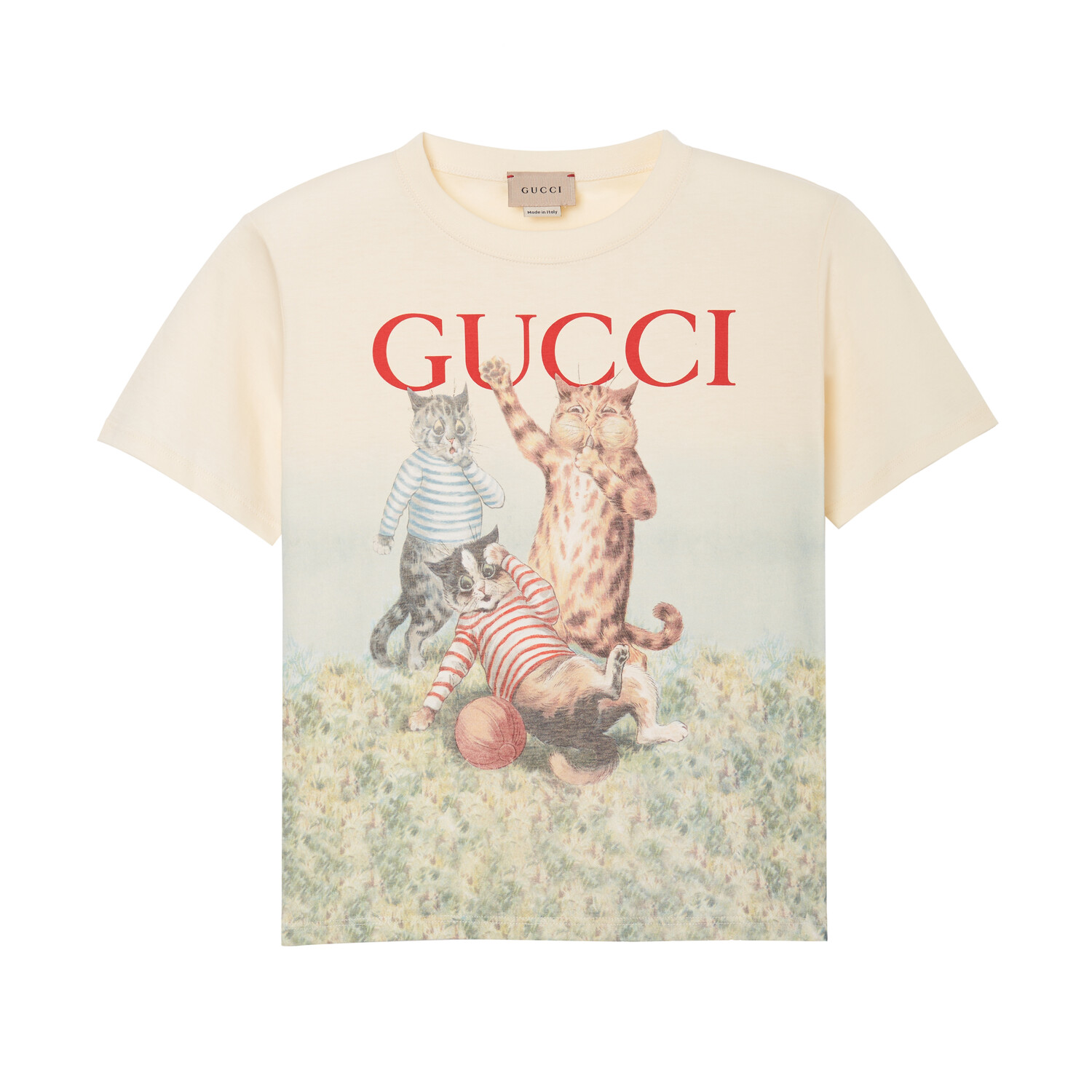 Футболка детская Gucci с рисунком котов, бежевый 
Футболка детская Gucci с рисунком котов, бежевый