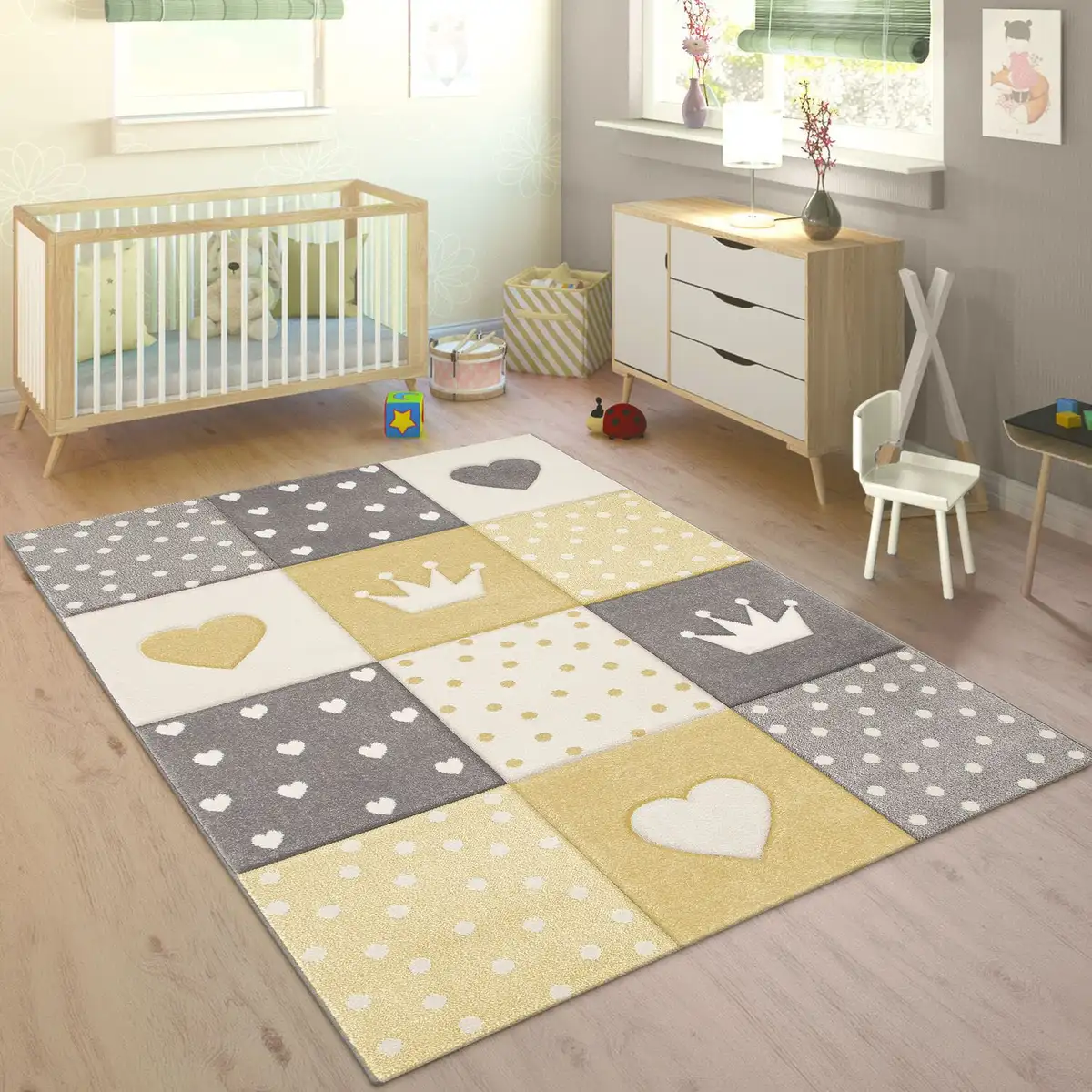 Детский ковер Paco Home "Cosmo 339", прямоугольный, короткий ворс, пастельные тона, 3D-эффект, мотив сердца, точек и короны 120х170 см, цвет gelb
Детский ковер Paco Home "Cosmo 339", прямоугольный, короткий ворс, пастельные тона, 3D-эффект, мотив сердца, точек и короны 120х170 см, цвет gelb