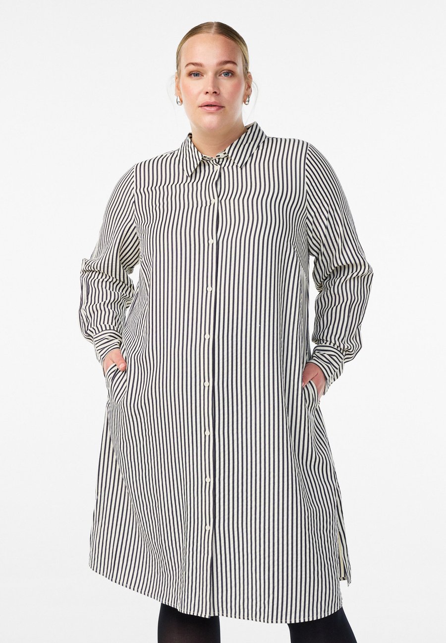 Платье Zizzi Shirt dress, Black White Stripe/Black
Платье Zizzi Shirt dress, Black White Stripe/Black